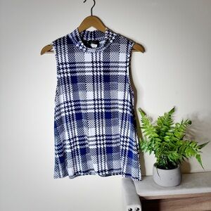ESPRESSO Navy & White Sleeveless Blouse – Size L